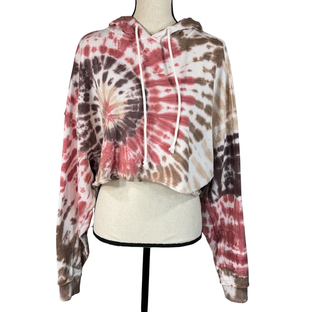 Aeropostale JRS X-Large Cropped Sweatshirt Hoodie Tie-Dye Long Dolman Sleeves